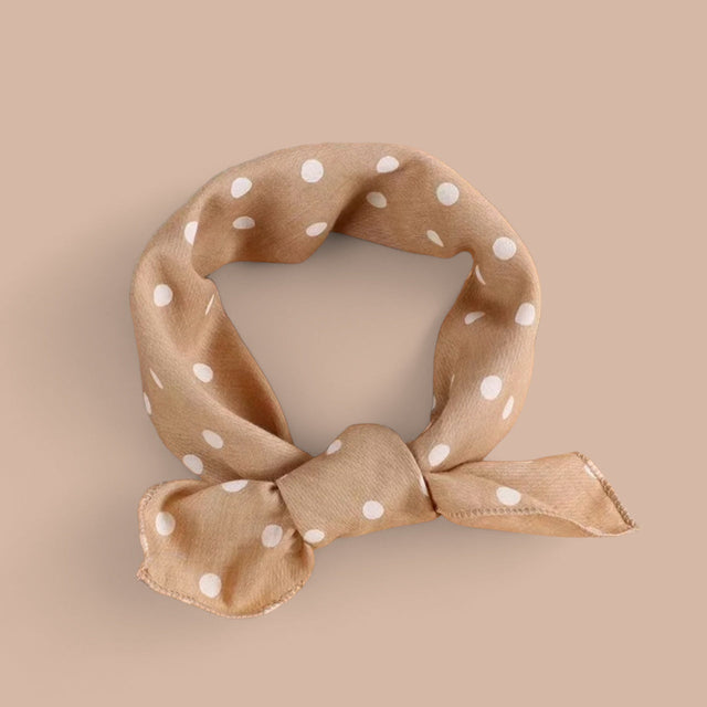Bandana / Khaki med prickar - Beige med vita prickar