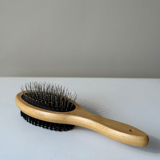 Hundebörste i bambus / dobbelt