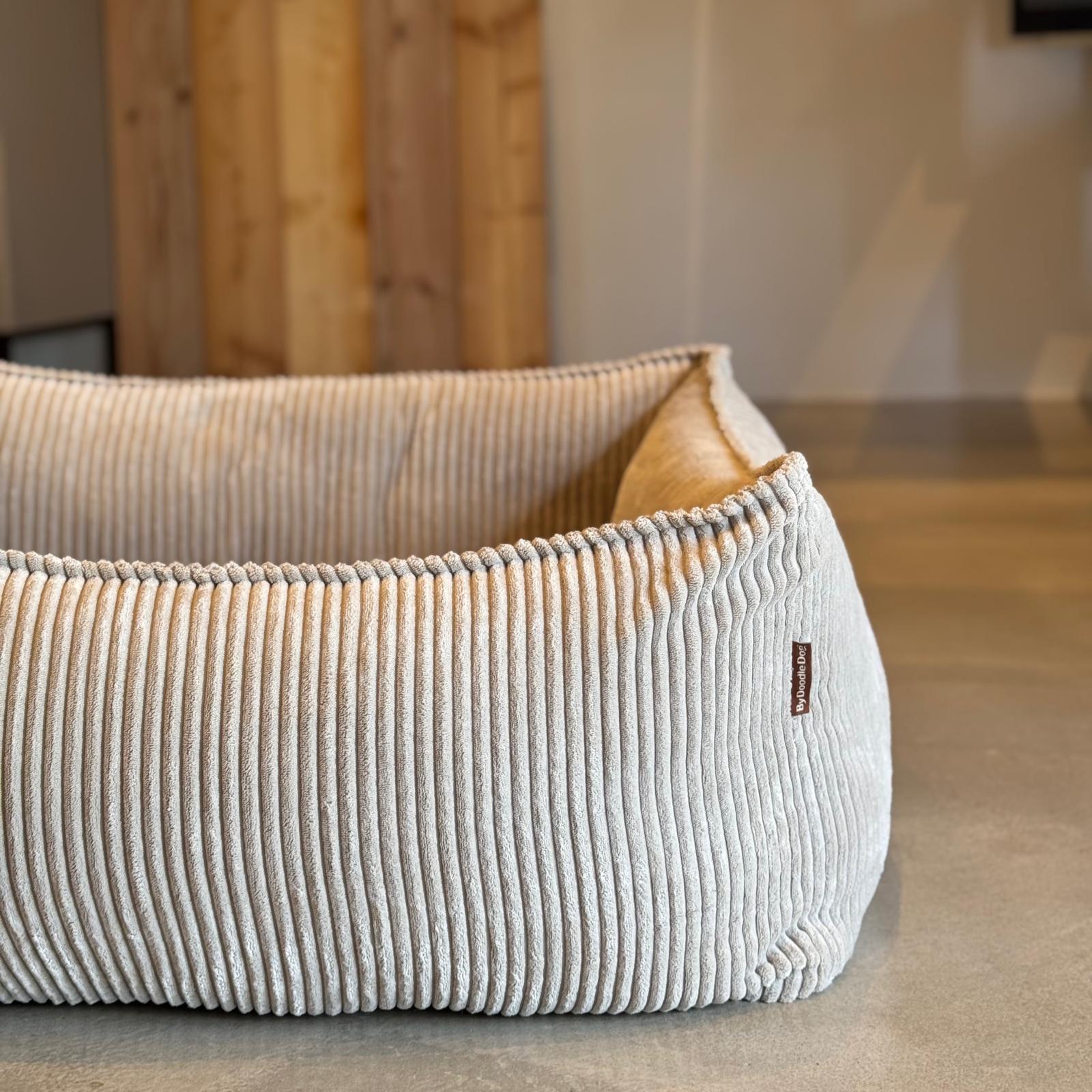 Carl hundbädd - Beige i bred sammet