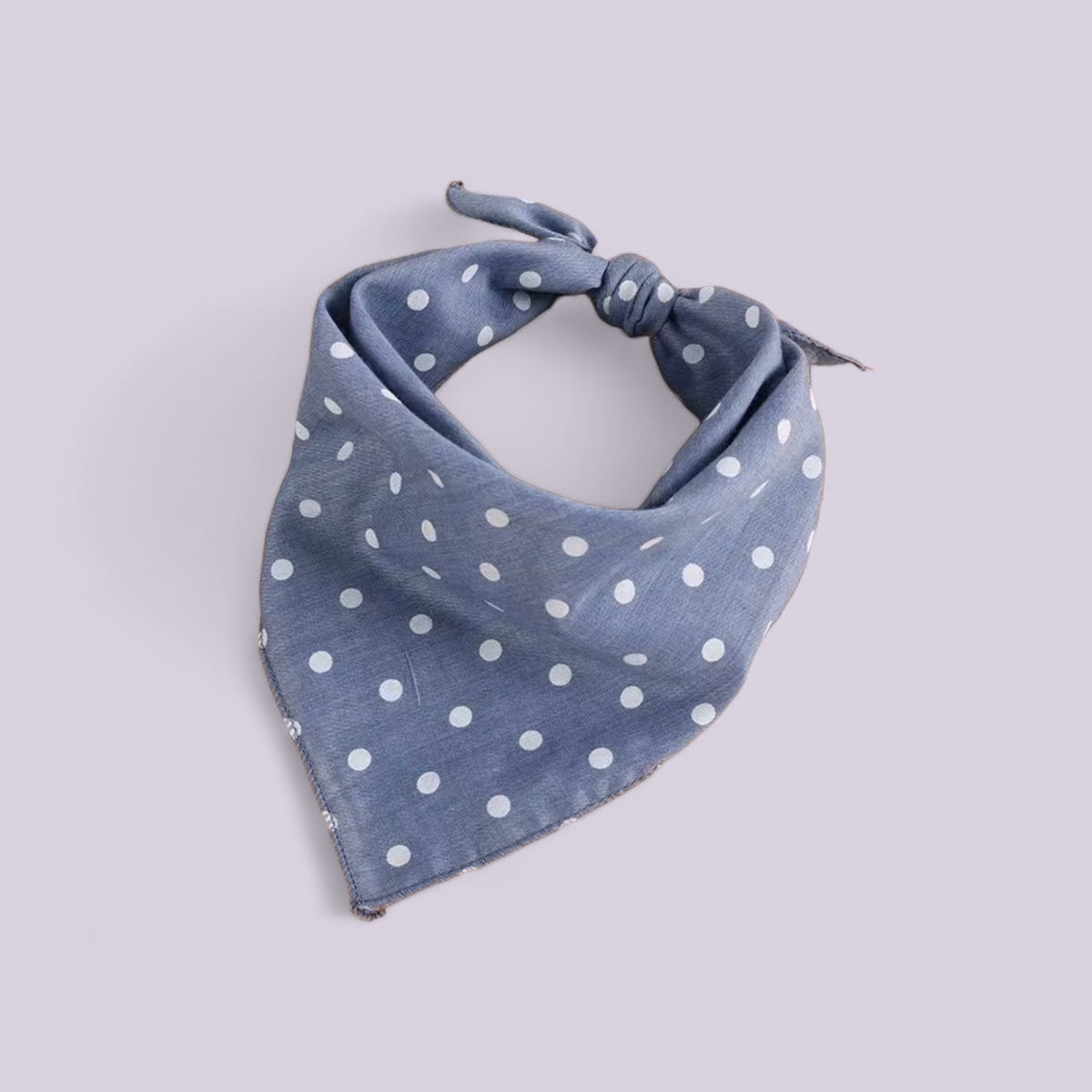 Bandana / Khaki med prickar - Blå med vita prickar