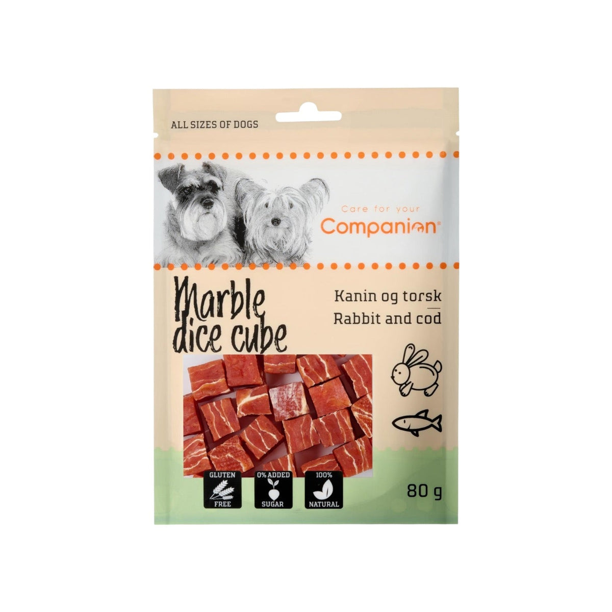 Companion marble dice cube - kanin & torsk