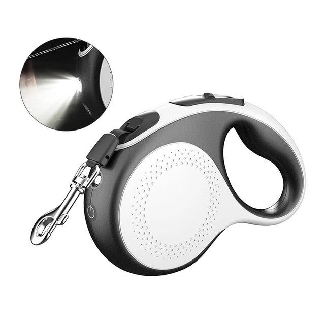 Automatisk hundkoppel med ljus och bandlina